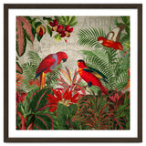 Vintage Rainforest With Tropical Red Parrots thumbnail