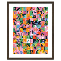 Life On A Checkboard, Abstract Maximalism Eclectic Painting, Bohemian Pop Of Color Illustration