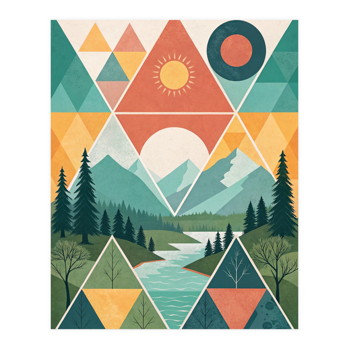 Geometric Convergence: A Mosaic of the Alpine Wilderness (Print Only)