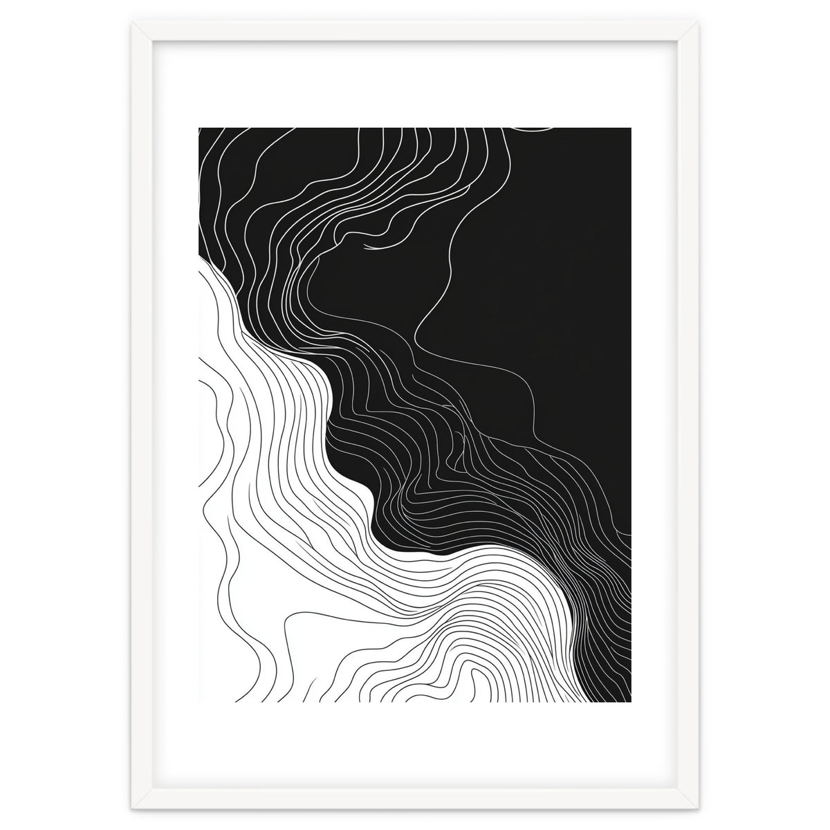 Abstract Black And White Wavy Lines Flowing
