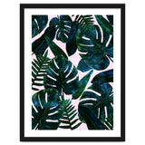 Tropical Nature Monstera Watercolor Painting, Botanical Jungle Dark Palm Illustration thumbnail