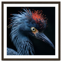 Blue Heron Bird Head With Orange Crown