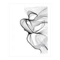 Abstract Black And White Swirls And Lines Flowing Art (Print Only)