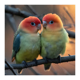 Two Lovebirds Perched On A Branch At Sunset (Print Only) thumbnail