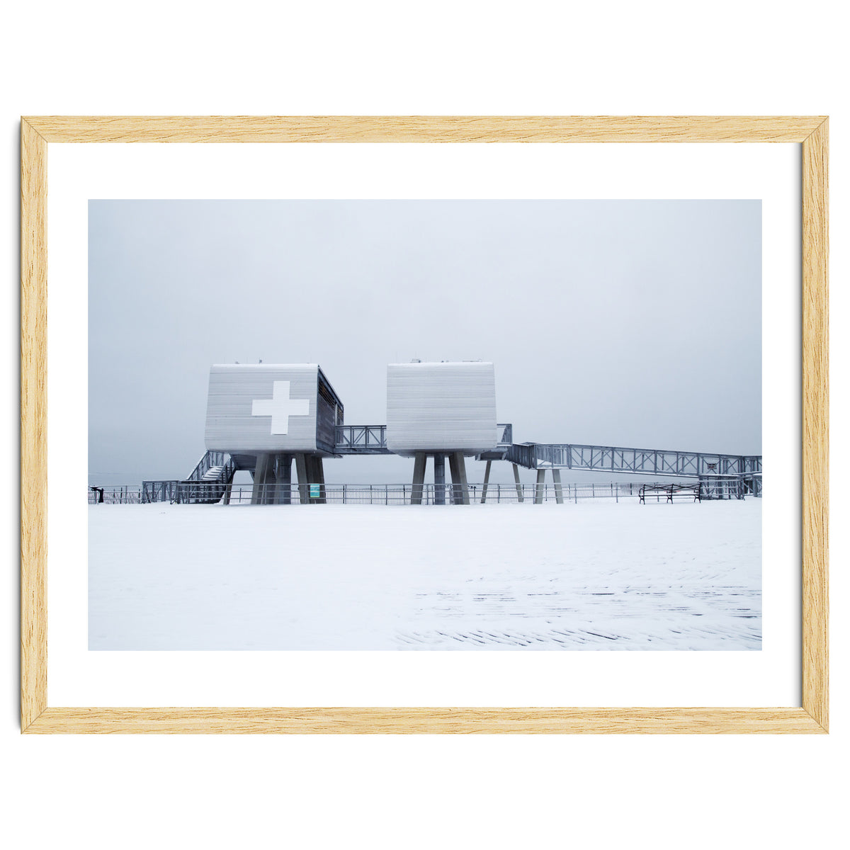 First aid house in the winter seascape