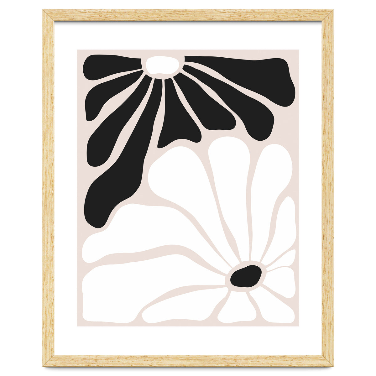 Floral Yin Yang, Scandinavian Nature Flowers Botanical Concept, Plants Blossom Positivity Neutral Minimalism