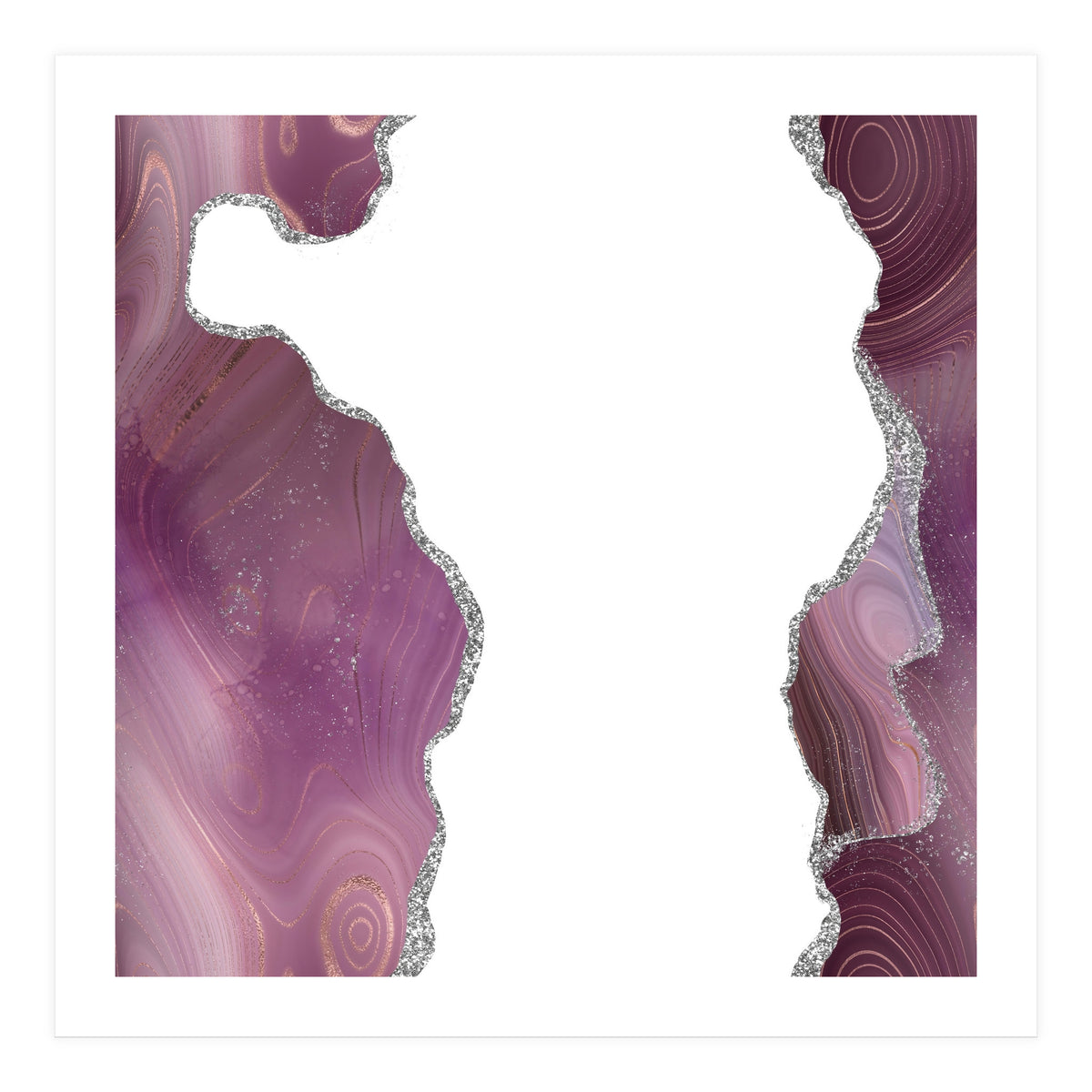 Mauve & Silver Agate Texture 06  (Print Only)
