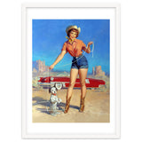 Pinup Cowgirl Showing A New Dog Trick thumbnail