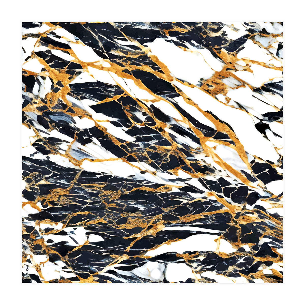 Painted Black Gold & White Marble, Luxe Exotic Eclectic Texture Pattern, Precious Stones Painting (Print Only)