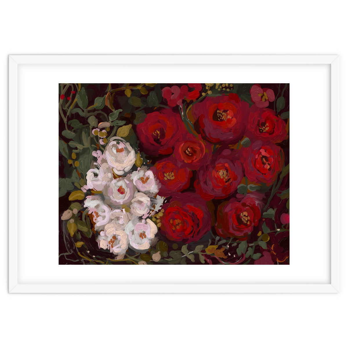 Vintage oil painted moody romantic Roses