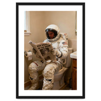 Retro AstronautReading Newspaper, Toilet Humor, Astronaut on Toilet