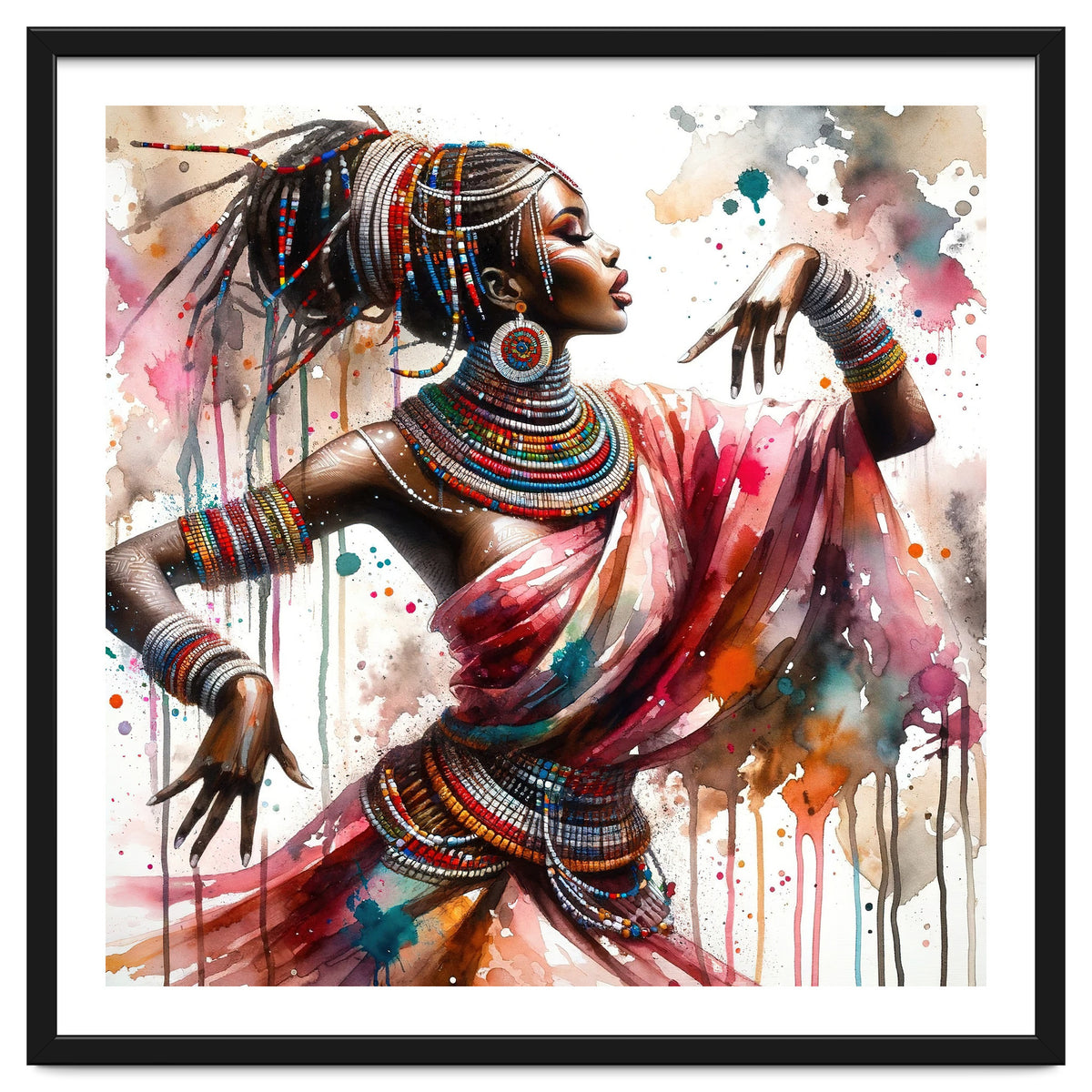 Watercolor African Dancer #1