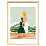 Celestial Union, Sun & Moon Love Couple, Ocean Sea Beach Landscape Nature, Summer Bohemian People thumbnail