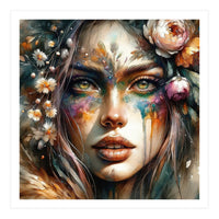Floral Forest Druid Woman Portrait (Print Only)