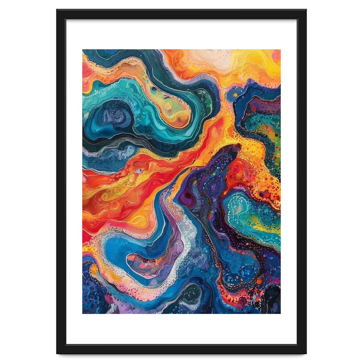 Vibrant Fluid Acrylic Pour Abstract Art