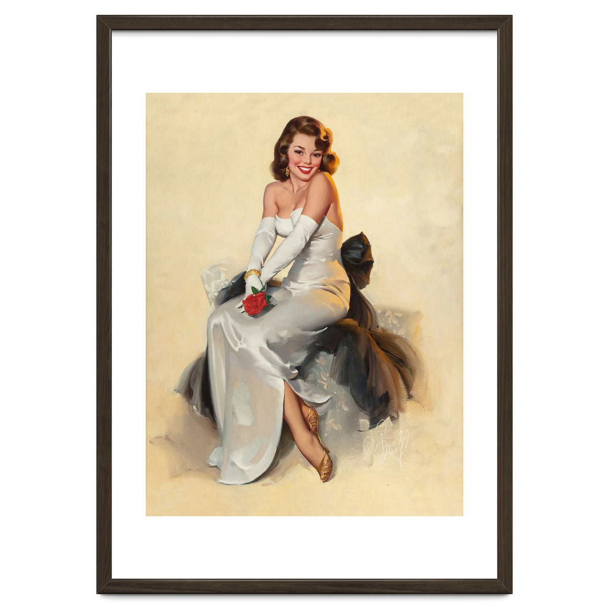 Smiling Young Woman Posing With Flower