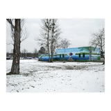 Colorful barn in the snowy ground landscape (Print Only) thumbnail