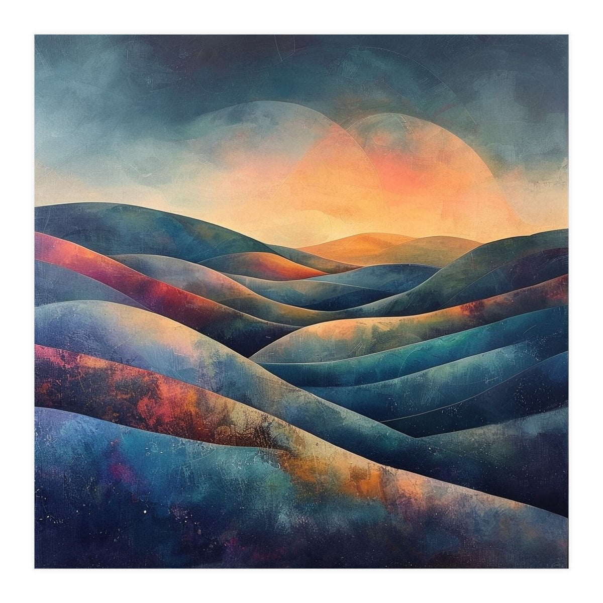Abstract Ethereal Rolling Hills at Sunset (Print Only)