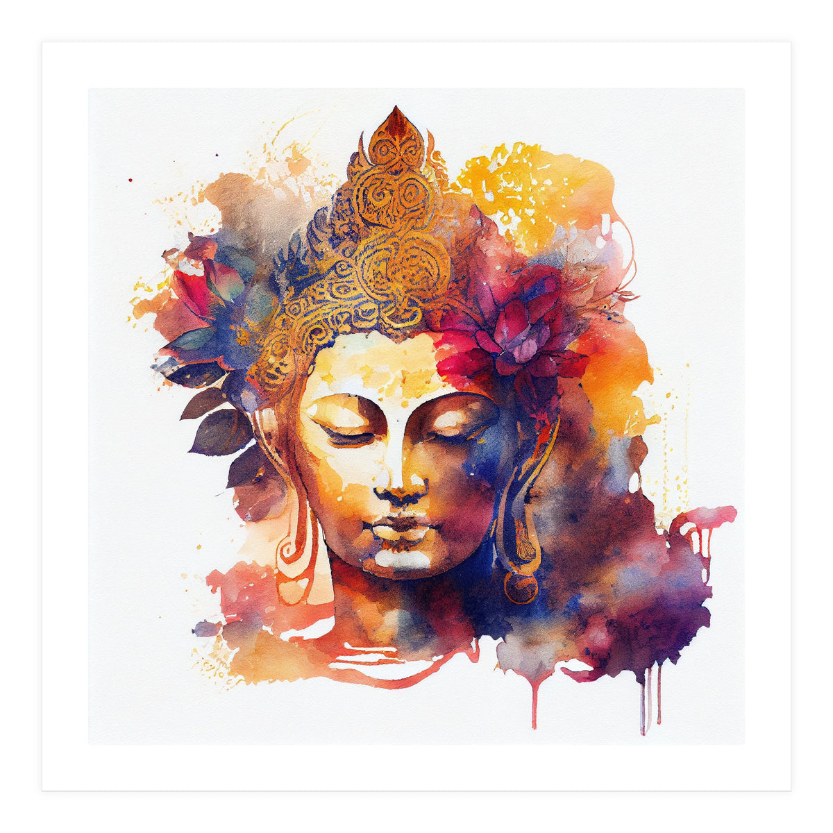 Lotus Bloom Buddha Portrait (Print Only)