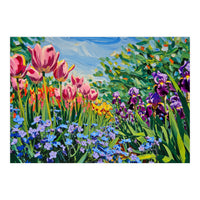 Vibrant Spring Meadow Oil Painting (Print Only)