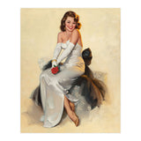 Smiling Young Woman Posing With Flower (Print Only) thumbnail
