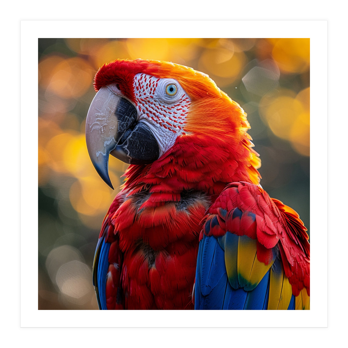 Scarlet Macaw Parrot Close Up Portrait (Print Only)
