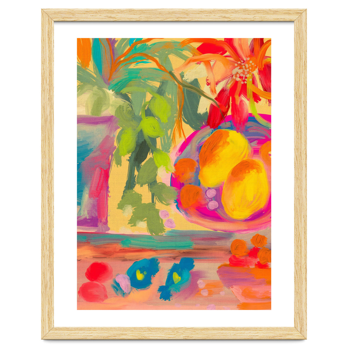 Colorful abstract summer lemons floral still life