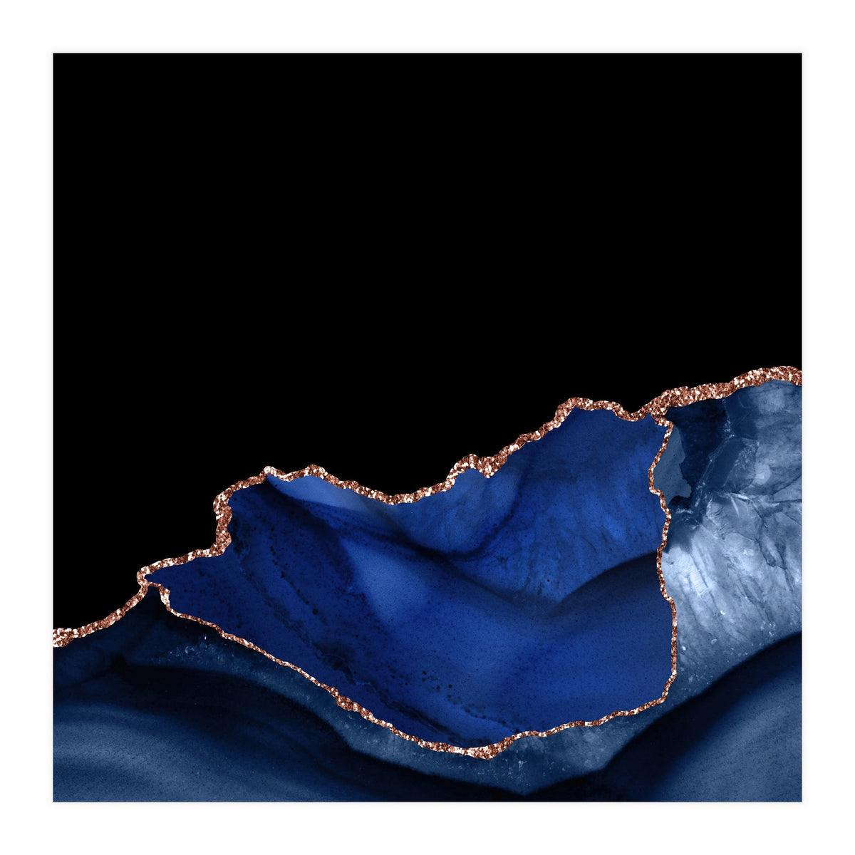 Navy & Rose Gold Agate Texture 06 (Print Only)