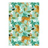 Cheetah Jungle, Wildlife Nature Wild Cats Tigers Leopard Botanical Animals Mint Quirky Illustration (Print Only) thumbnail