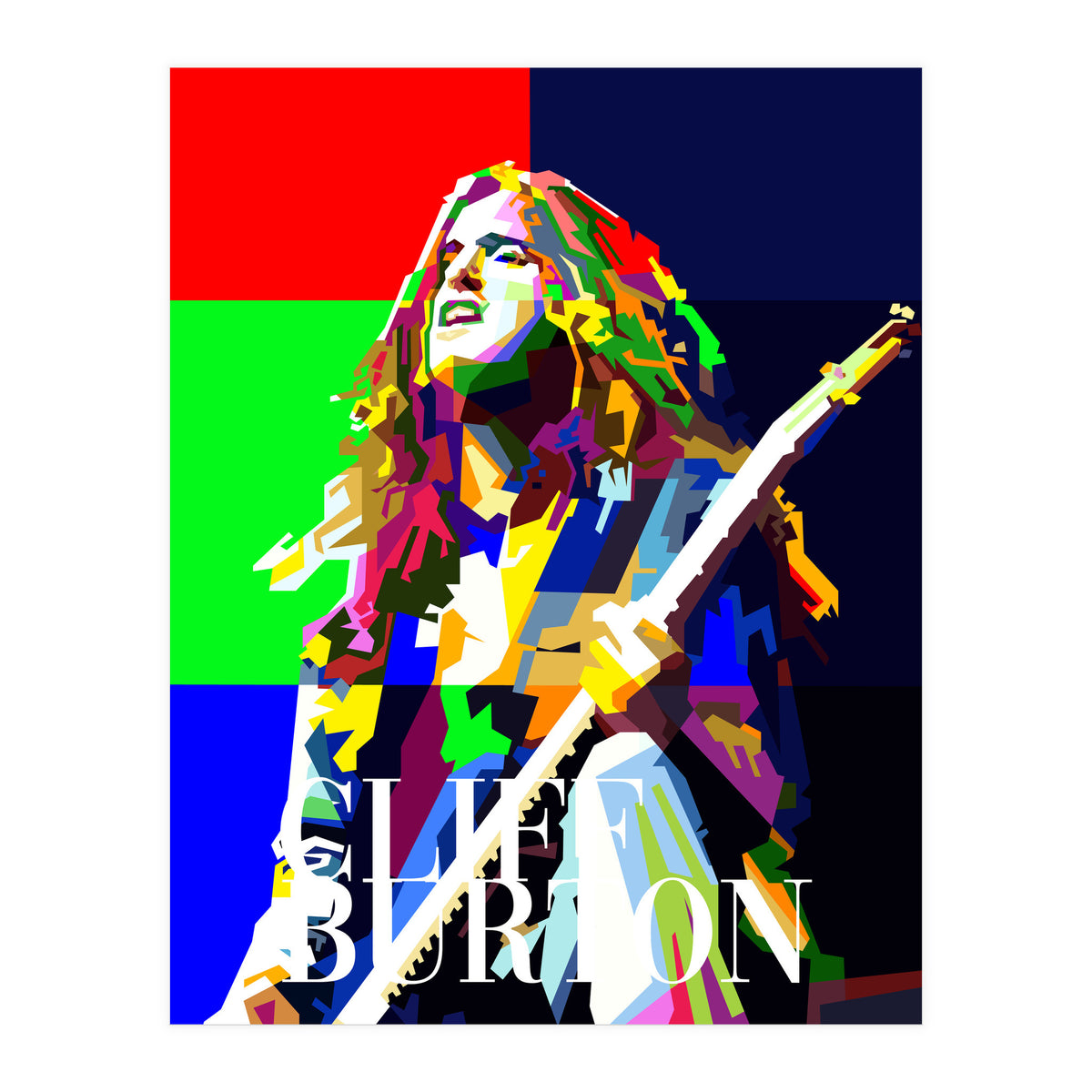 Cliff Burton Heavy Metal Bass Pop Art WPAP (Print Only)