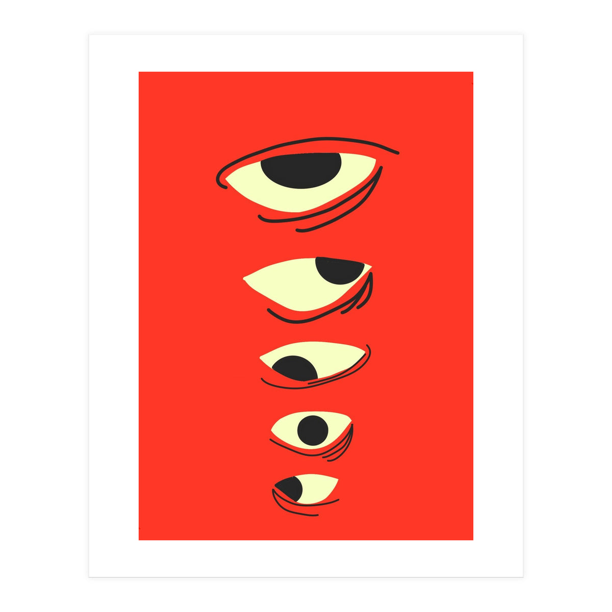 Abstract Eyes on Red Background (Print Only)