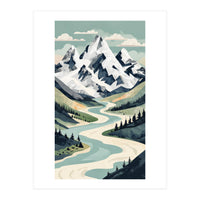 Majestic Alpine Peaks: Organic Modern Landscape Art (Print Only)