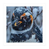 Penguin In Snow Falling Close Up Portrait (Print Only) thumbnail