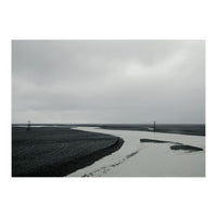 River passing through a black volcanic road - Iceland  (Print Only)
