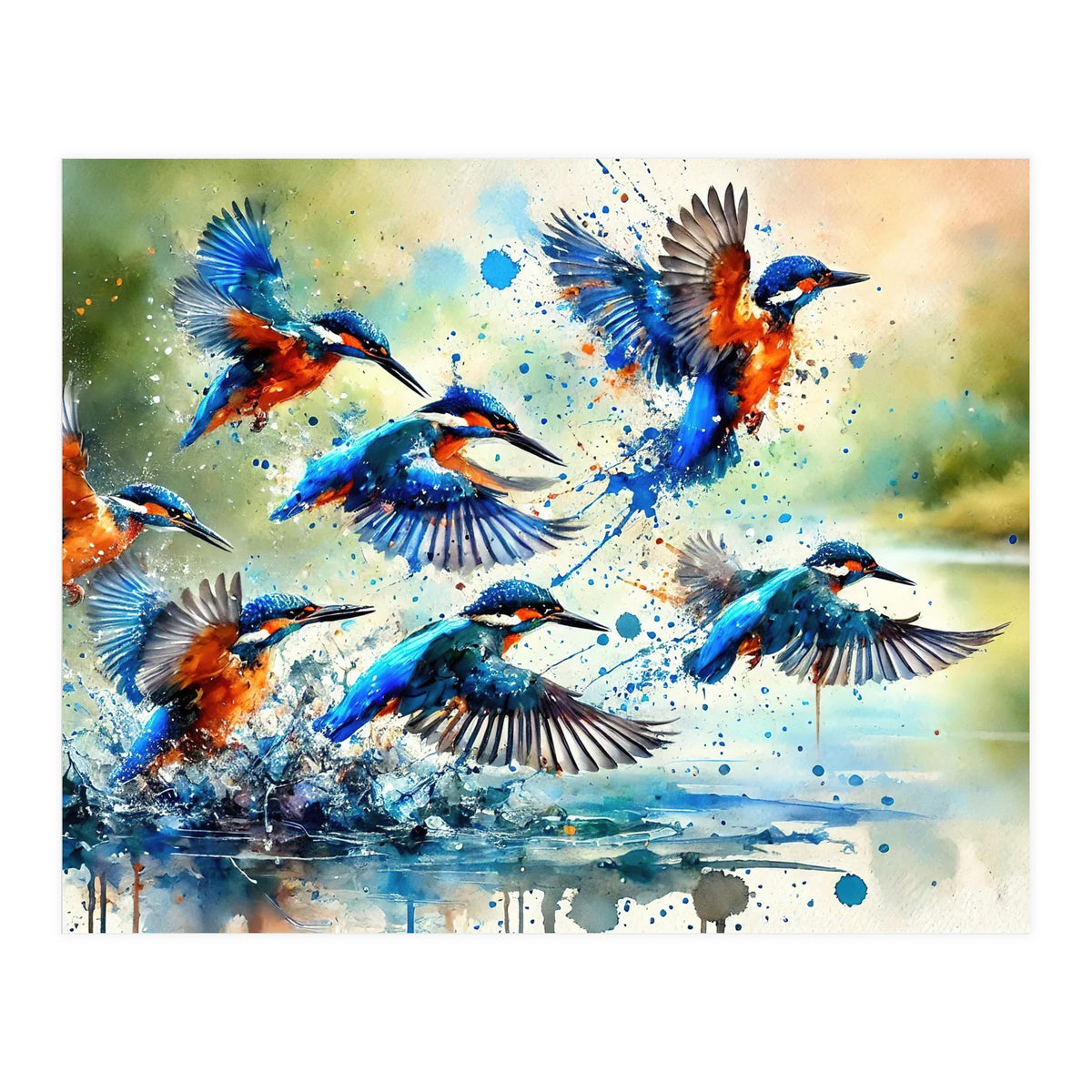 Kingfishers In Flight (Print Only)