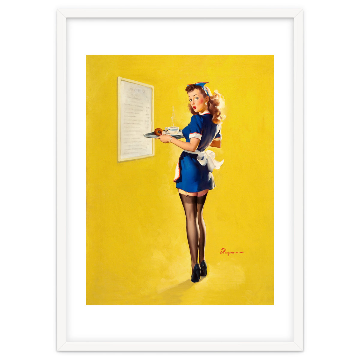 Pinup Sexy Waitress Looking Back