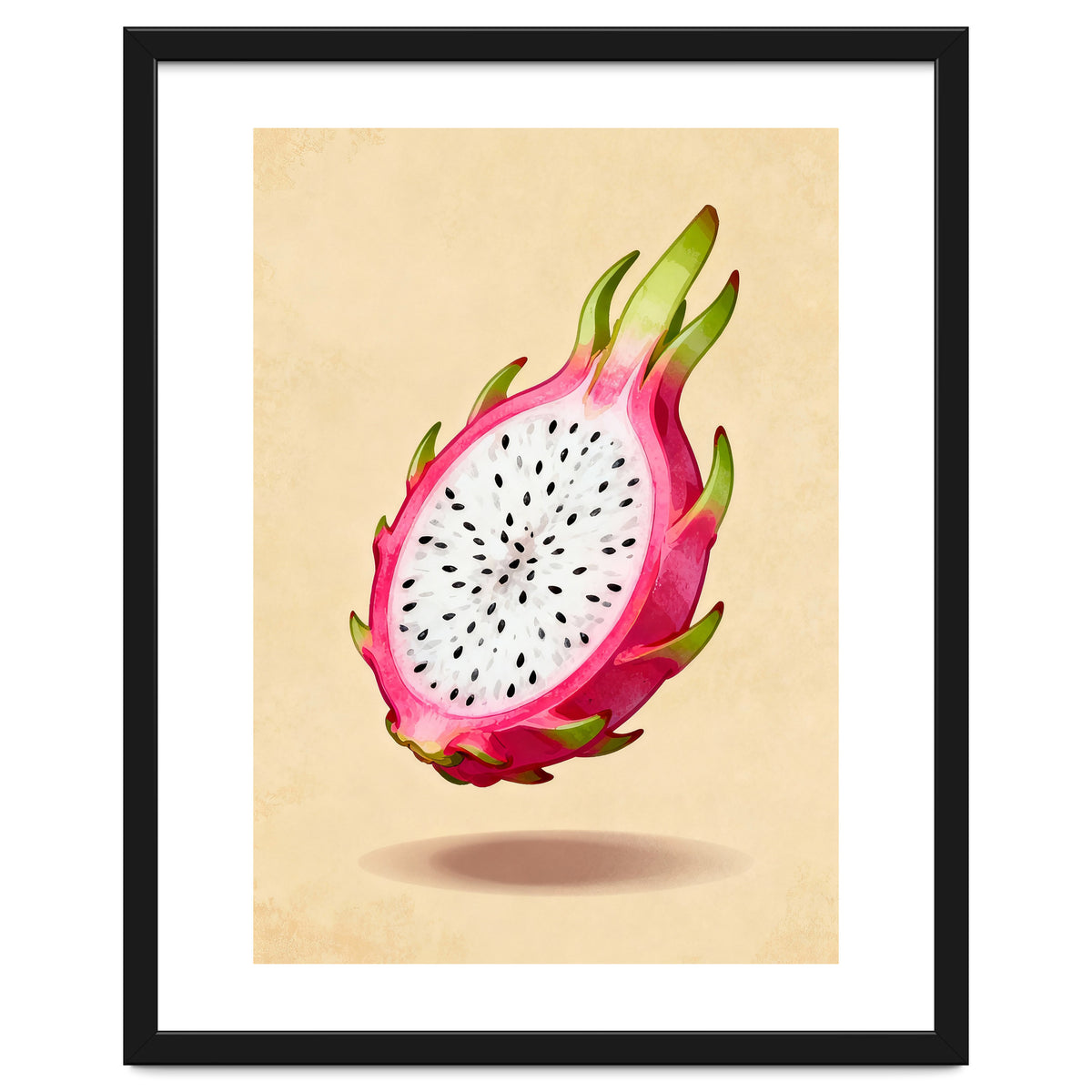 Dragonfruit, Watercolor Illustration, Tropical Pink Art