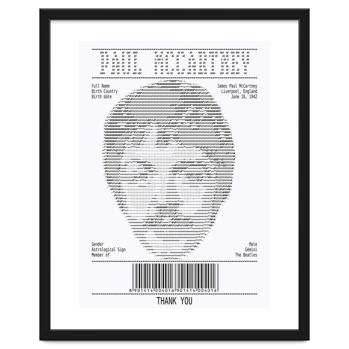 Receipt Art Paul Mc Cartney