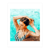 Simulacrum | Modern Bohemian Woman Swim | Summer Swimming Pool Fashion Watercolor Painting (Print Only) thumbnail
