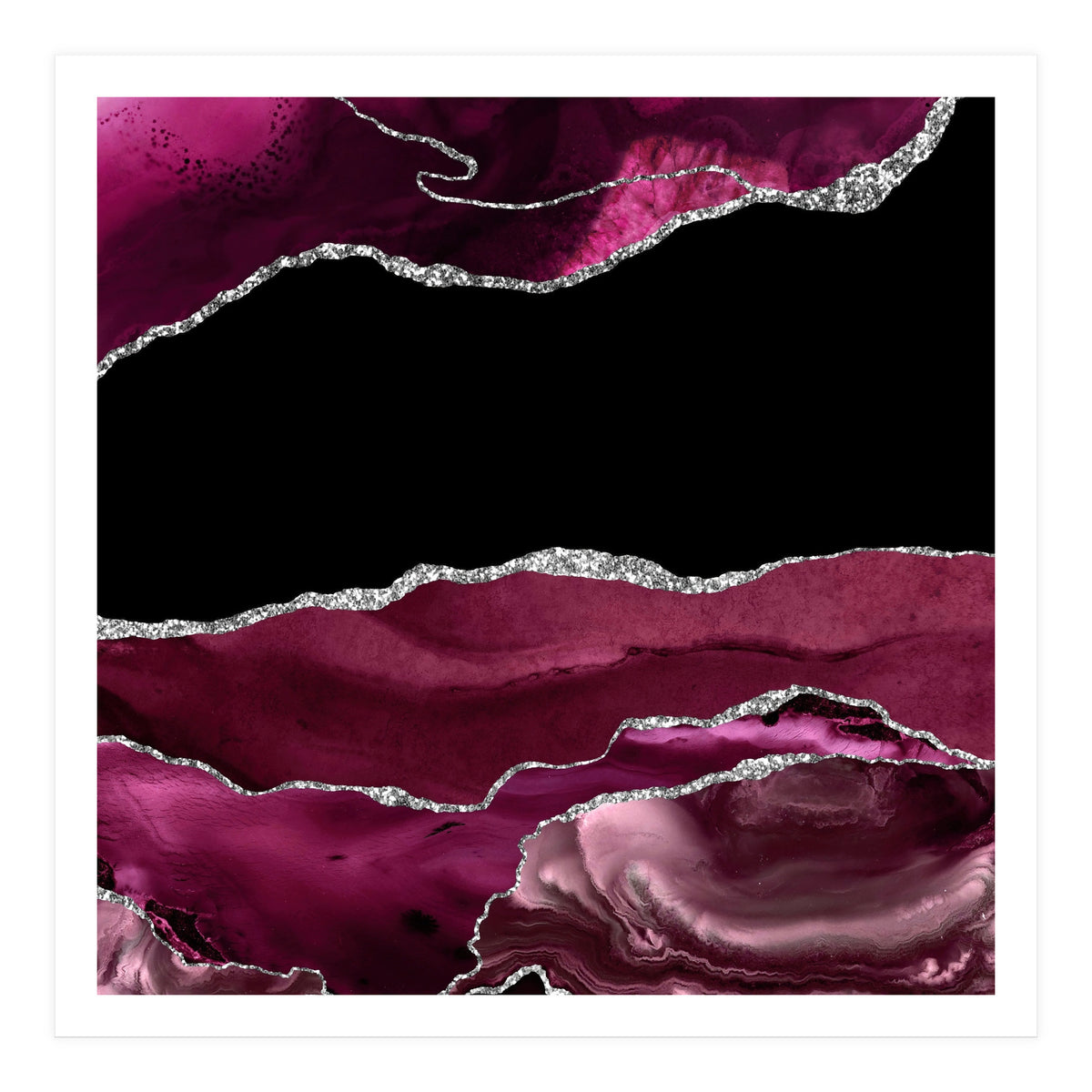 Burgundy & Silver Agate Texture 02 (Print Only)