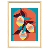 Lemon Sunset, Eclectic Botanical Colorful Bohemian Fruits, Food Pop Of Color Lime Retro thumbnail