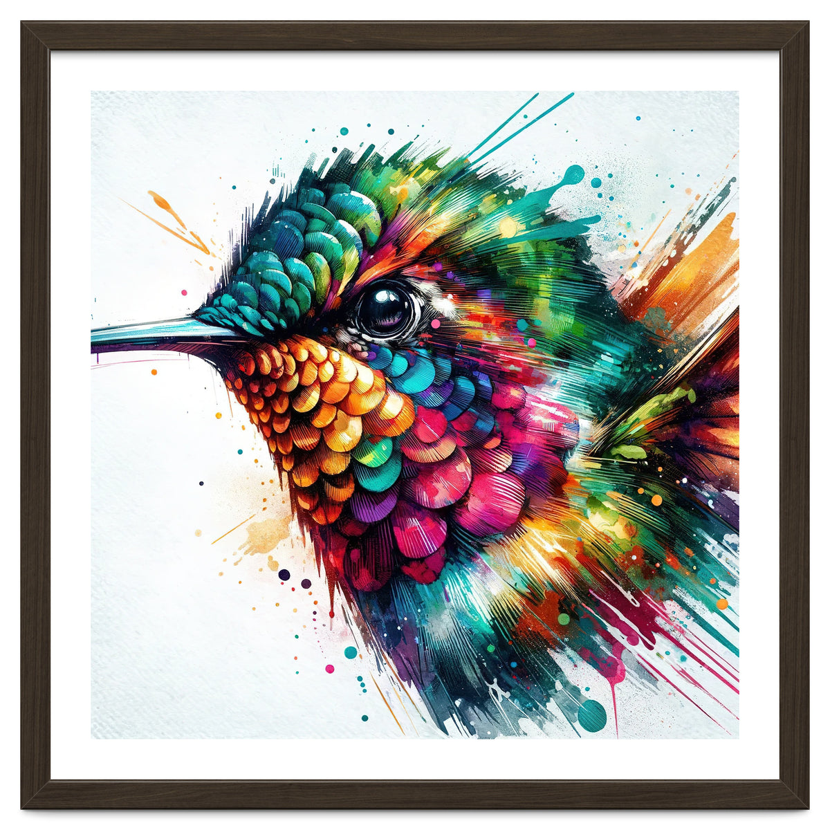 Watercolor Hummingbird Portrait