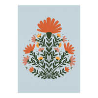 Symmetrical floral bouquet - orange and green (Print Only)