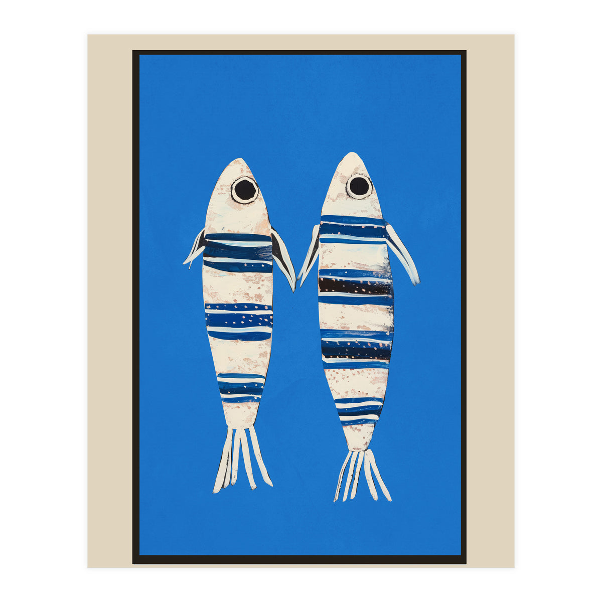 Minimal Fish On Blue (Print Only)
