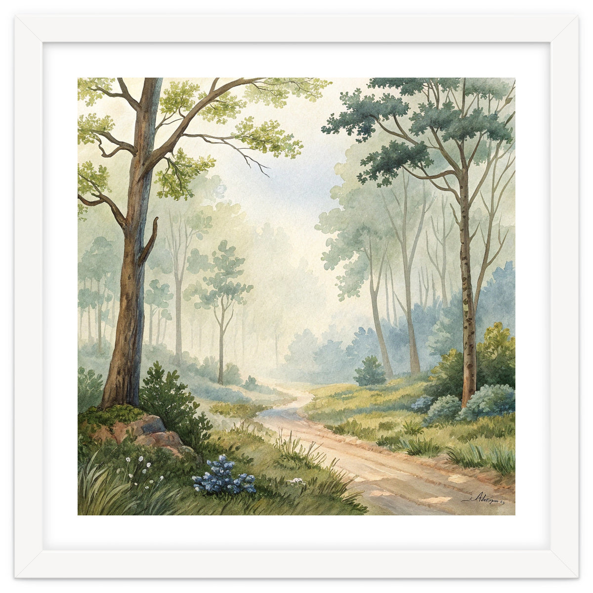 Atmospheric Forest Watercolor Painting