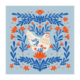 Blooming Chicken Blue And Orange (Print Only) thumbnail