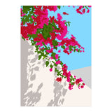 Bougainvillea Blossom, Greece Tropical Summer Travel, Santorini Architecture White Buildings Floral Nature Garden (Print Only) thumbnail
