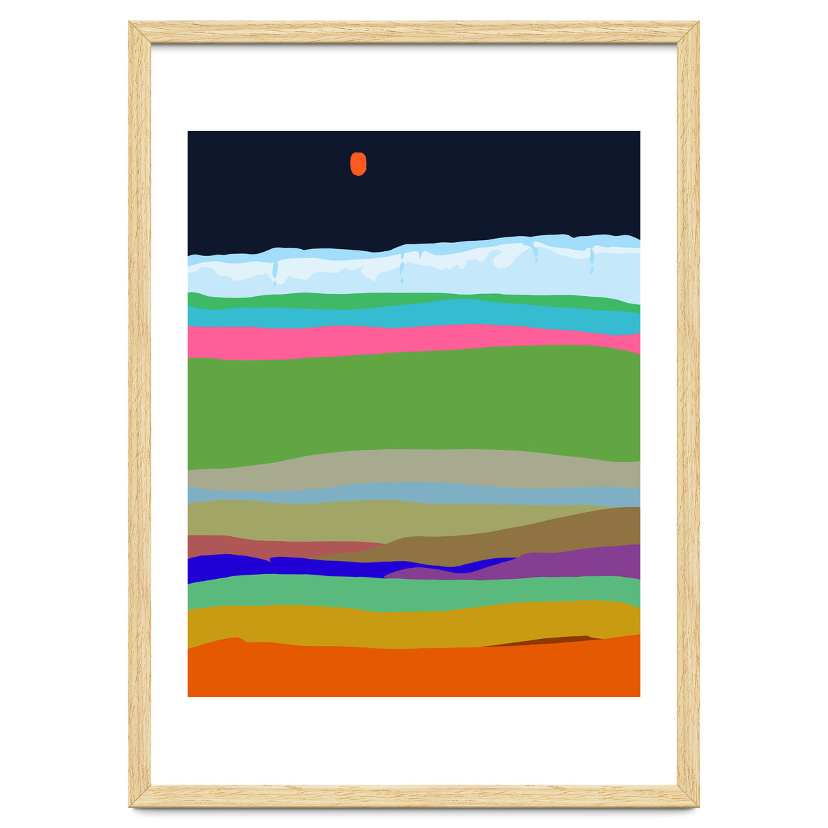 Iceland, Abstract Nature Travel Landscape, Eclectic Rainbow Retro Concept, Colorful Boho Modern Contemporary