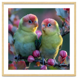 Two Lovebirds On A Branch Surrounded By Berries thumbnail