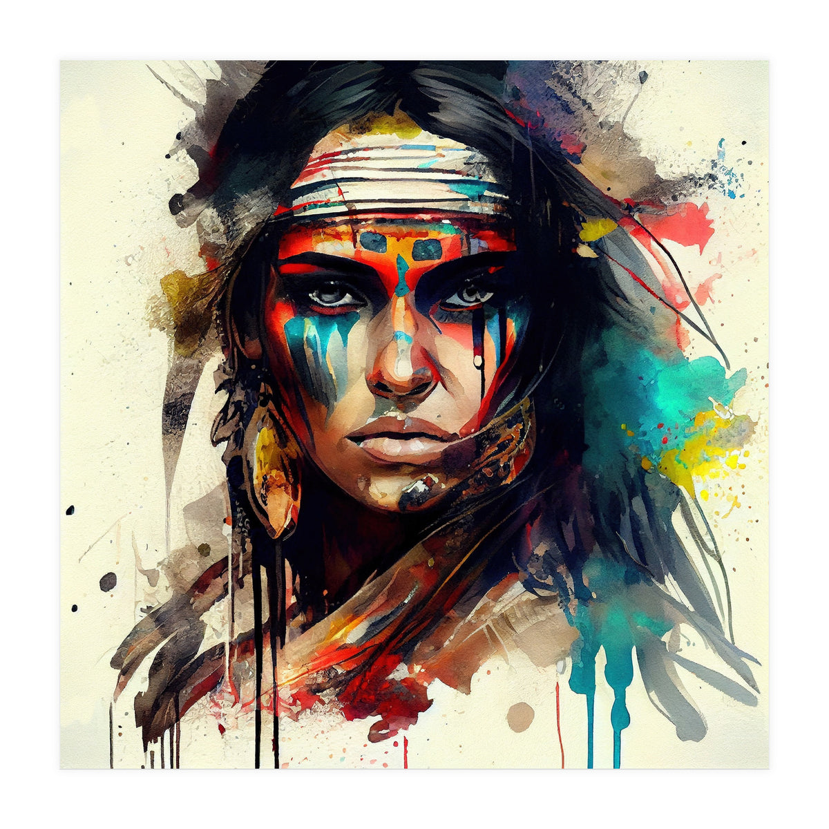 Powerful American Native Woman #2 (Print Only)